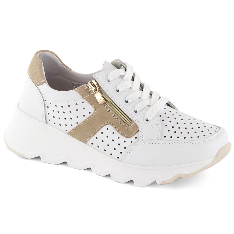 Pantofi sport de damă din piele cu pană, alb, T.Sokolski 245