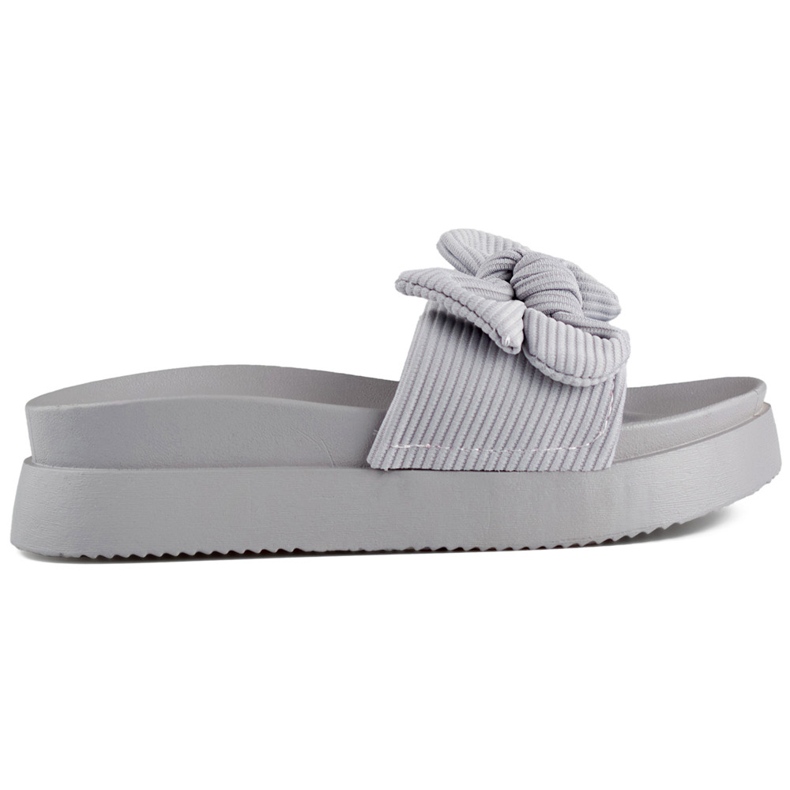 Flip-flops dama gri cu fundita pe talpa groasa