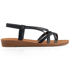 Sandale de dama negre cu talpa plata negru Sandale de dama negre cu talpa plata negru