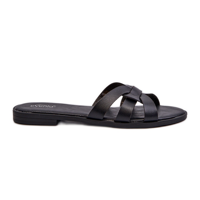 Flip-flops pentru damă, din piele ecologică, negru Rosalini