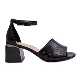 Vinceza Sandale de damă cu toc înalt din piele ecologică, Horissa neagră negru