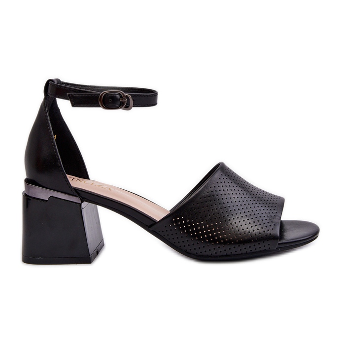 Vinceza Sandale de damă cu toc înalt din piele ecologică, Horissa neagră negru