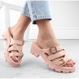 Papuci de damă confortabili, parfumați, cu tocuri nude Zaxy NN285044 roz