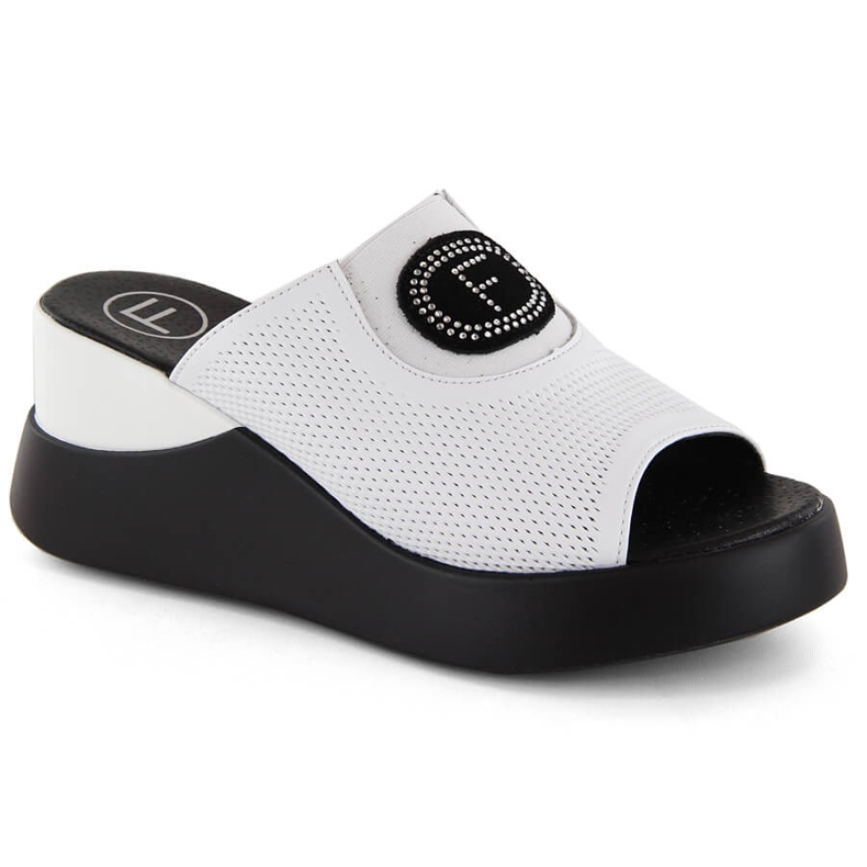 Sandale de damă din piele ajurata, alb Filippo DK6141