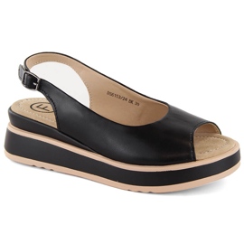 Sandale de dama din piele neagra pe platforma Filippo DS6153 negru