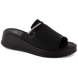 Sandale cu pană de damă din piele neagră Filippo DK6067 negru