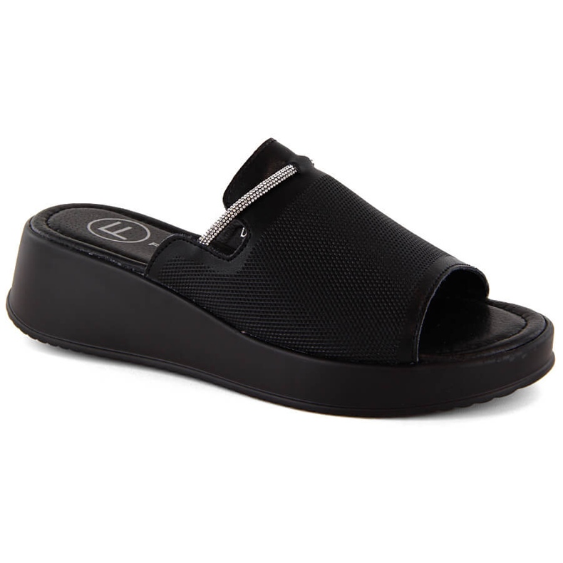 Sandale cu pană de damă din piele neagră Filippo DK6067 negru