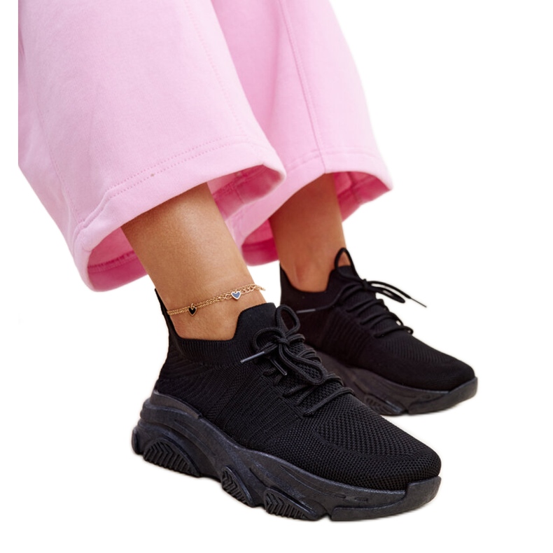 Adidași negri cu talpă Kassi masivă negru