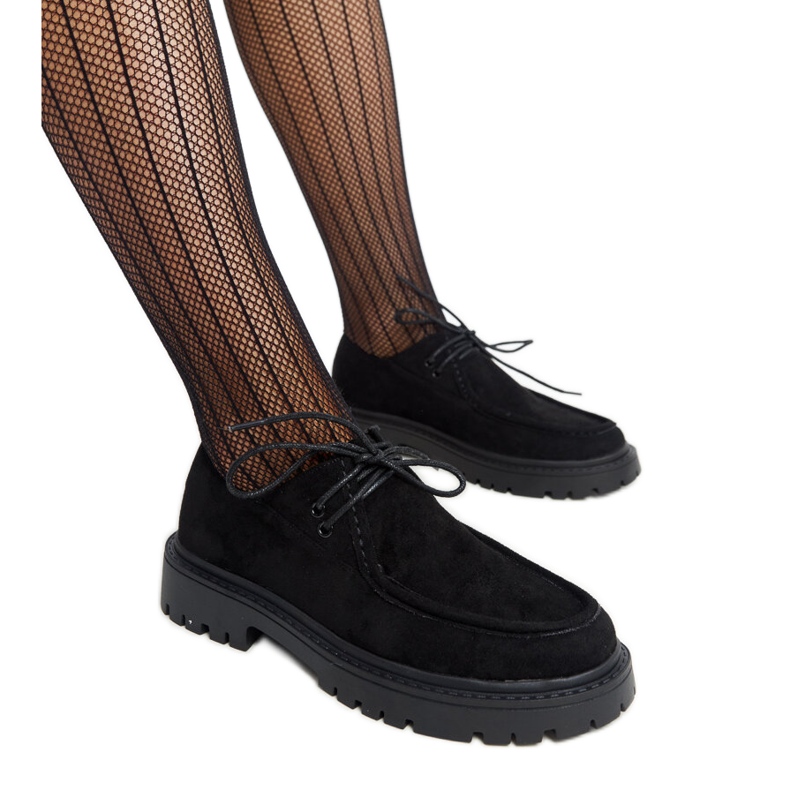 Pantofi Keiko clasici din piele intoarsa neagra negru