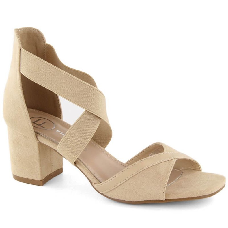 Sandale cu toc Filippo W PAW539B cu benzi elastice, bej