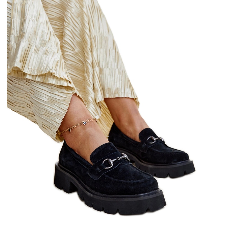 Mocasini Vinceza din piele neagra negru