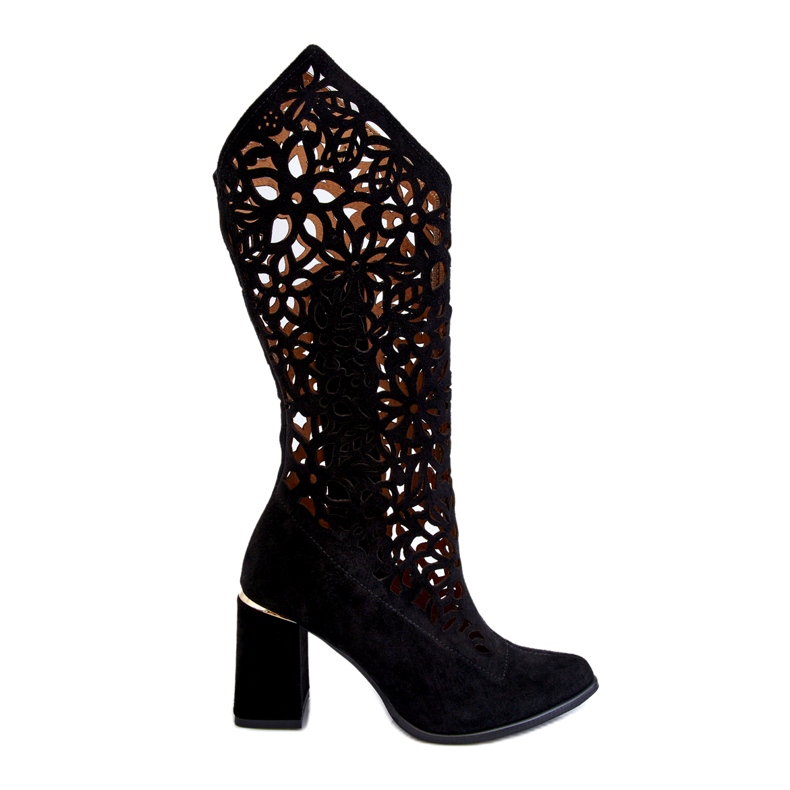 Lewski Shoes Cizme ajurate din piele intoarsa Pantofi Leski 3234 Negru