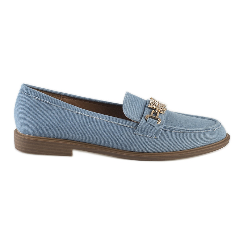 Mocasini eleganti de dama din denim albastru