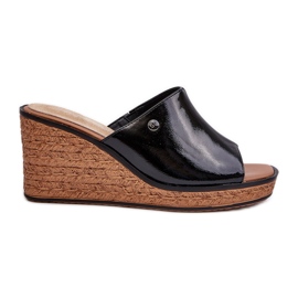 Flip-flops cu pană patentată pentru femei Sergio Leone KL213 negru Flip-flops cu pană patentată pentru femei Sergio Leone KL213 negru