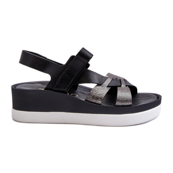 Sandale din piele pentru femei Zazoo 40397 pe platformă, negru Sandale din piele pentru femei Zazoo 40397 pe platformă, negru