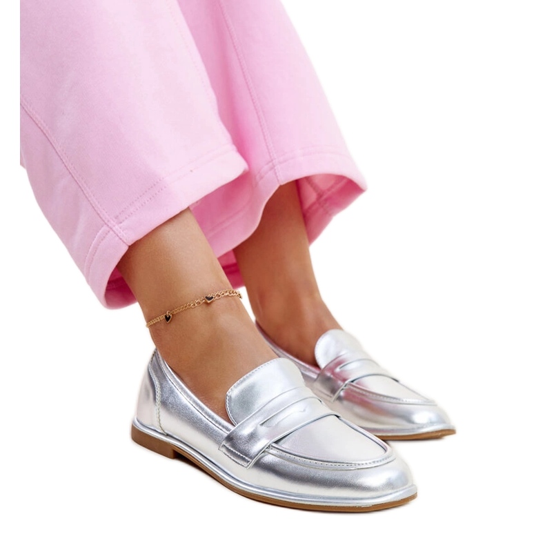 Mocasini clasici argintii Nasia