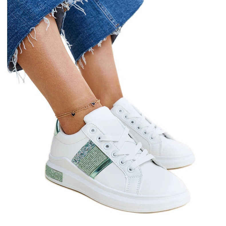 Adidasi Giulia albi si verzi cu strasuri Adidasi Giulia albi si verzi cu strasuri
