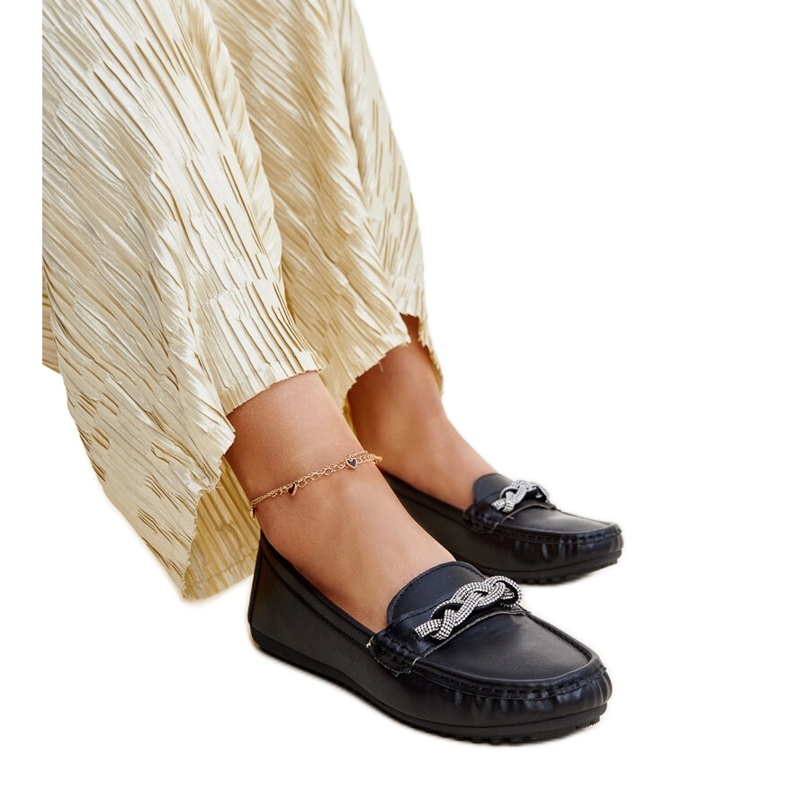 Mocasini negri decorati cu strasuri Adiba negru Mocasini negri decorati cu strasuri Adiba negru
