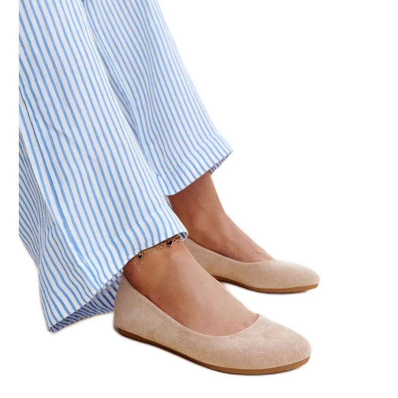 Balerini bej din piele intoarsa ecologica Jala