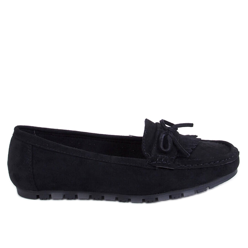 Mocasini Mouton din piele intoarsa neagra negru