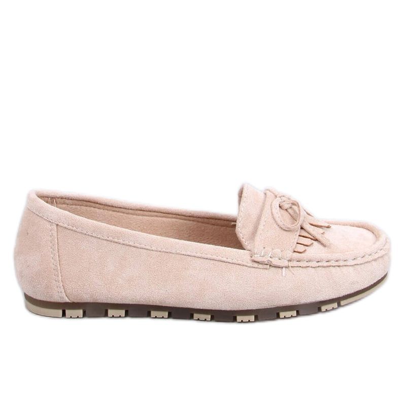 Mocasini Mouton Beige din piele intoarsa bej