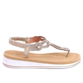 Sandale flip-flop cu zirconii Harani Gold de aur Sandale flip-flop cu zirconii Harani Gold de aur