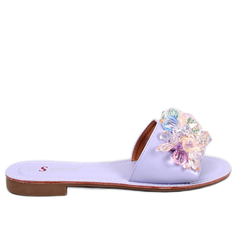Estrada Papuci mov cu pietre colorate violet