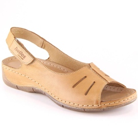 Sandale confortabile din piele cu Velcro Helios W H117B maro Sandale confortabile din piele cu Velcro Helios W H117B maro
