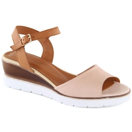 Sandale cu pană din piele Potocki W WOL243, roz Sandale cu pană din piele Potocki W WOL243, roz