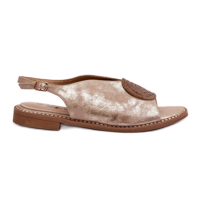 Sandale Dama Cu Decorat Pe Tocuri Plate S.Barski KV24-057 Aur de aur