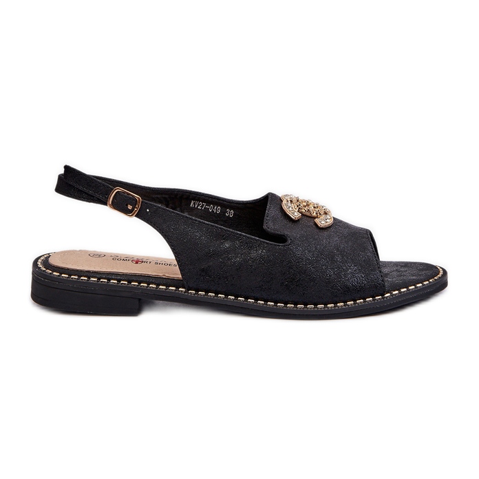 Sandale Dama Cu Decorat S.Barski KV27-049 Negru Sandale Dama Cu Decorat S.Barski KV27-049 Negru