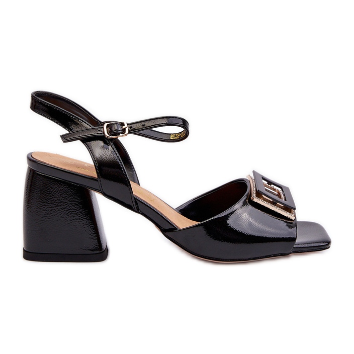 S.Barski Sandale Elegante Din Piele Lacuita Cu Decorat Negru D&amp;A MR38-202