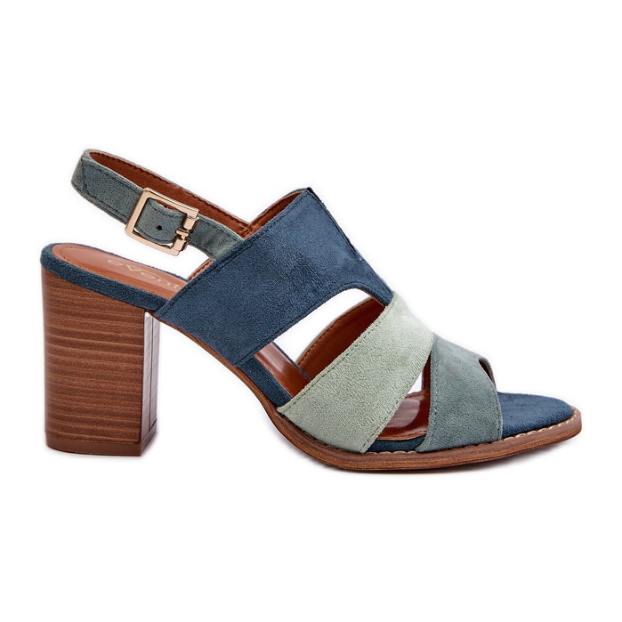 Sandale de dama din piele intoarsa ecologica cu tocuri inalte, albastru Qutima Sandale de dama din piele intoarsa ecologica cu tocuri inalte, albastru Qutima