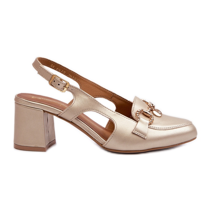 Sandale din piele cu toc înalt Maciejka 06419-25 Aur de aur Sandale din piele cu toc înalt Maciejka 06419-25 Aur de aur