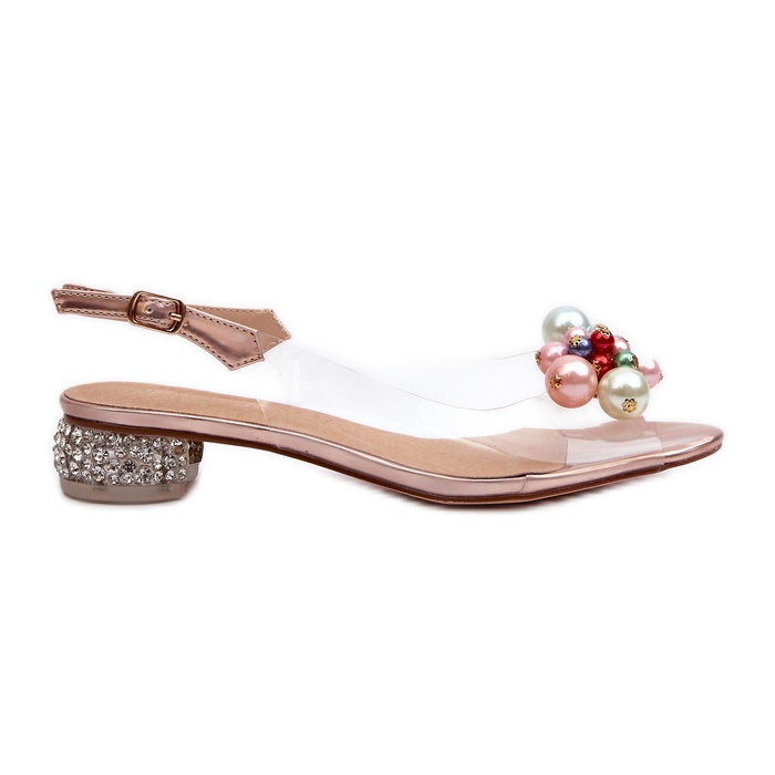 S.Barski Sandale Transparente Toc Cu Decor Rose Gold D&A MR38-368 roz S.Barski Sandale Transparente Toc Cu Decor Rose Gold D&A MR38-368 roz
