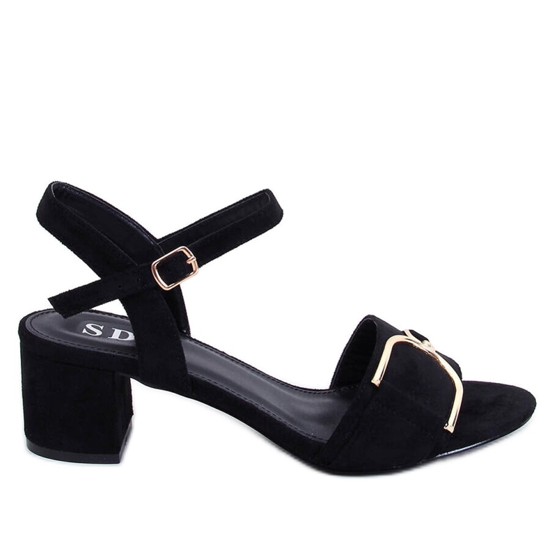 Sandale Parisy Black cu toc mic negru