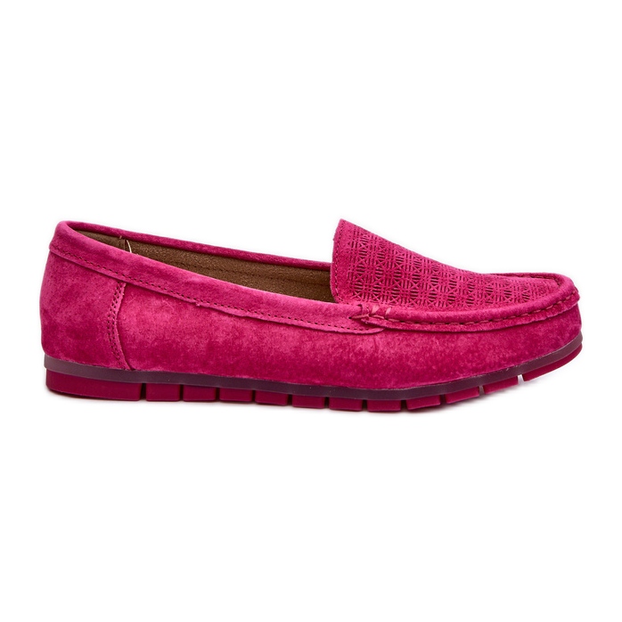 Mocasini dama din piele intoarsa fuchsia S.Barski LR755 roz