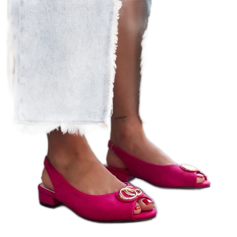 Sandale cu branț din piele Warda roz