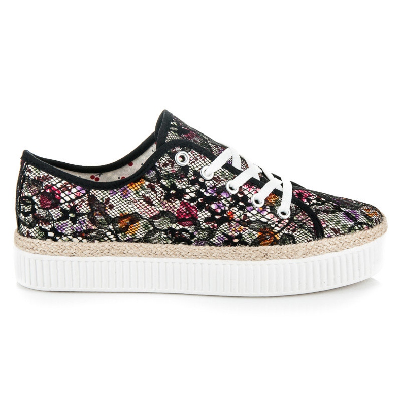 Kylie Espadrile din dantela cu flori multicolor