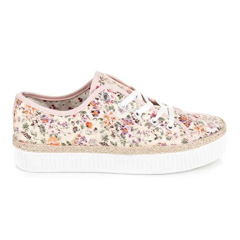Kylie Espadrile din dantela cu flori multicolor