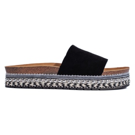 Sandale cu platforma din piele intoarsa neagra negru Sandale cu platforma din piele intoarsa neagra negru