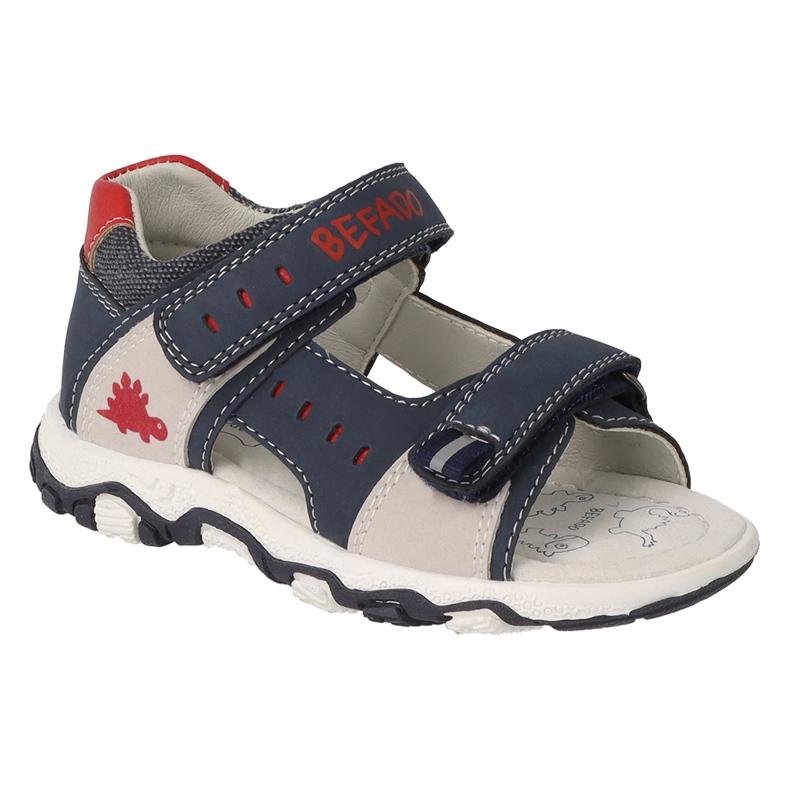 Sandale copii Befado cu velcro, inserție din piele 170P097, bleumarin albastru