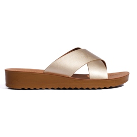 Flip-flops de damă aurii cu platformă de aur