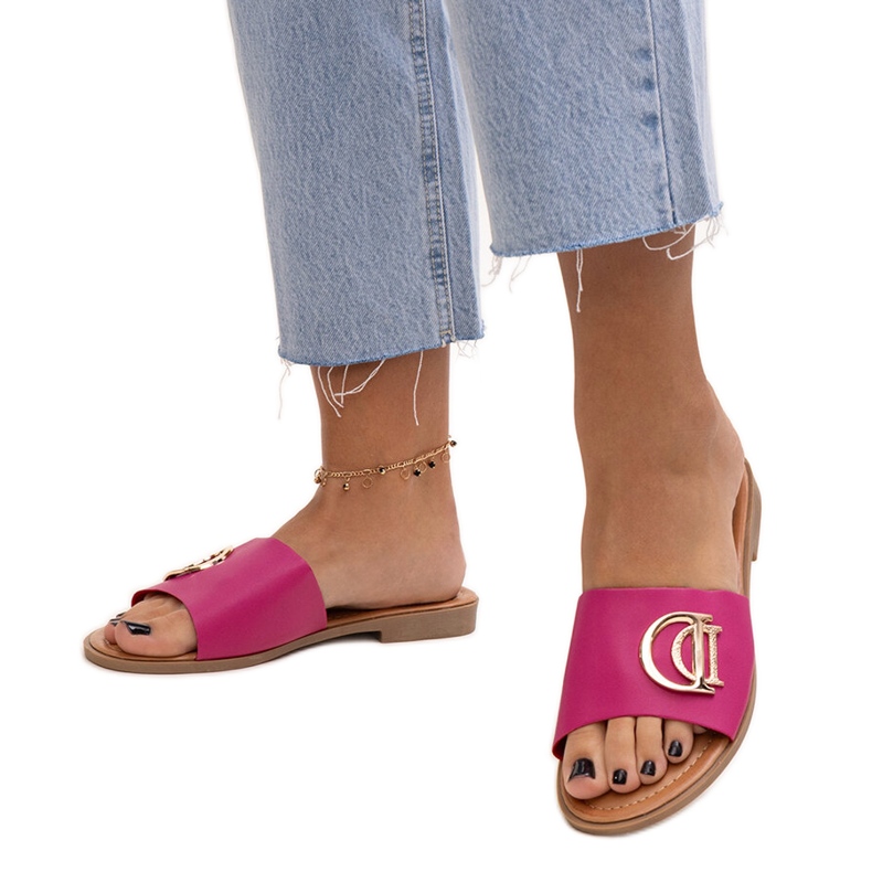 Flip-flops roz închis cu cataramă de la Almeita