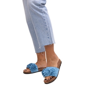 Flip-flops cu flori pe talpă de plută de la Almida albastru Flip-flops cu flori pe talpă de plută de la Almida albastru