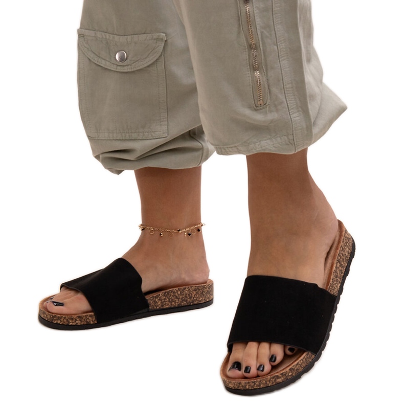 Șlapi clasici cu talpă din plută Matilte negru