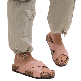 Papuci cu talpă din plută lucioasă Ribera roz