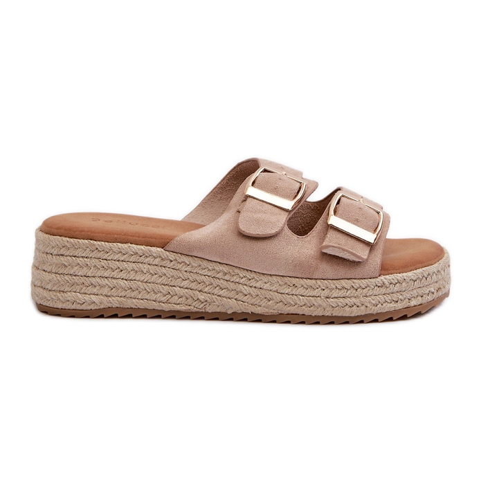 Flip-flops Damă Cu împletit Eco Suede Bej Zaloemi
