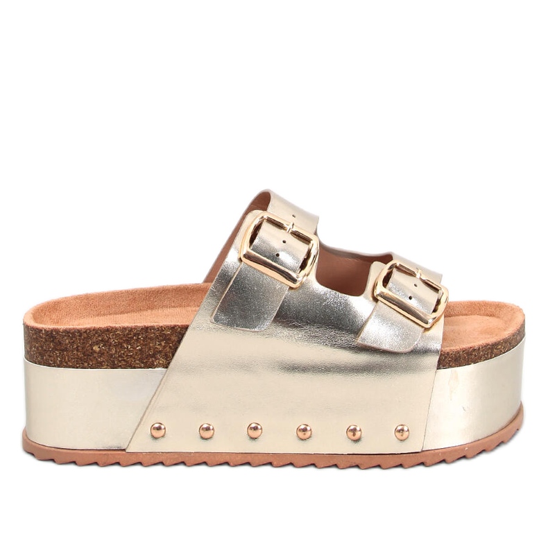 Șlapi din plută Galzai Gold cu platformă de aur