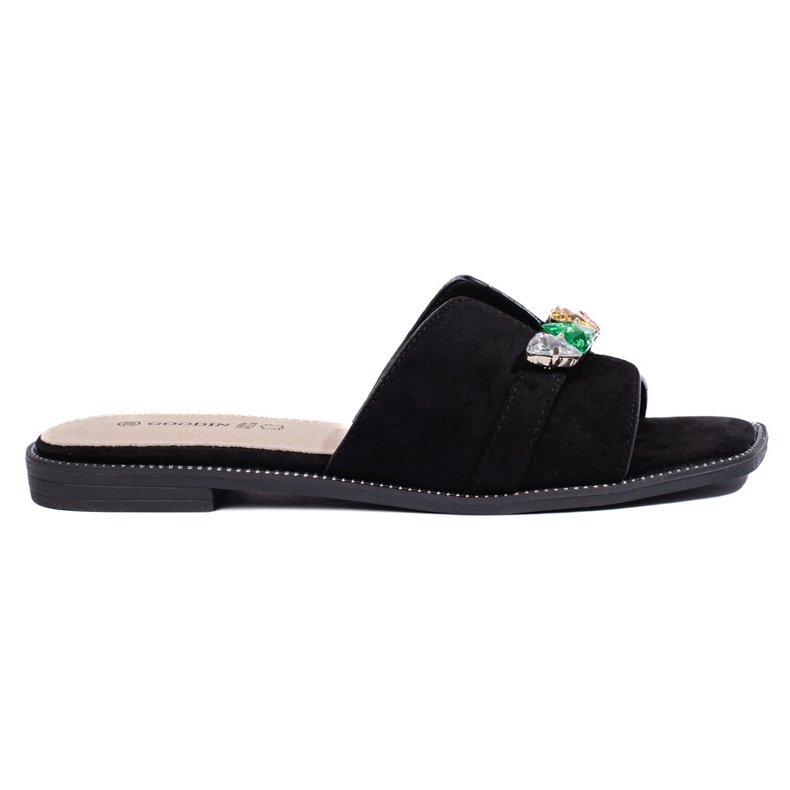 Flip-flops de damă de culoare cu pietre negru